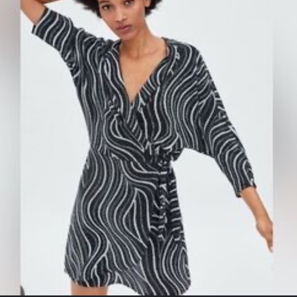 Zara Sparkly Wrap Mini Dress - Picture 3 of 8